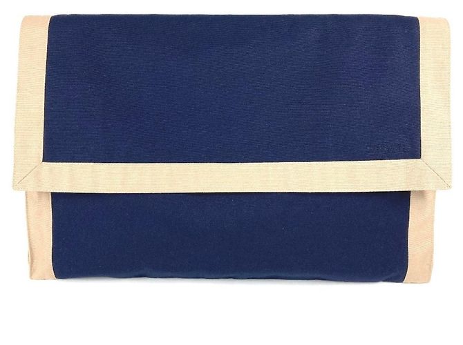 Hermès HERMES Tapidsel Grande Poche Oversized com Aba Bolsa Clutch Azul marinho