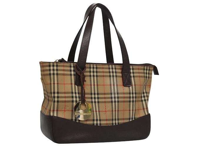 Burberry Nova Handbag Check Pattern Mini Beige