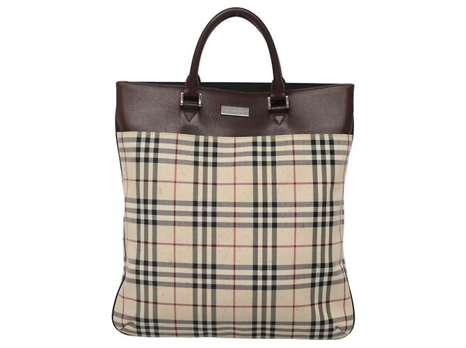 Bolsa tote em nylon Nova Check da Burberry Bege