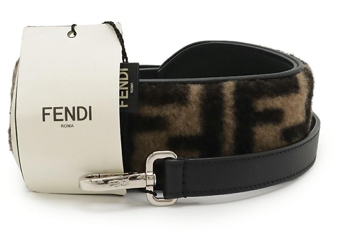 Fendi Zucca Pattern Shoulder Strap Black Beige 