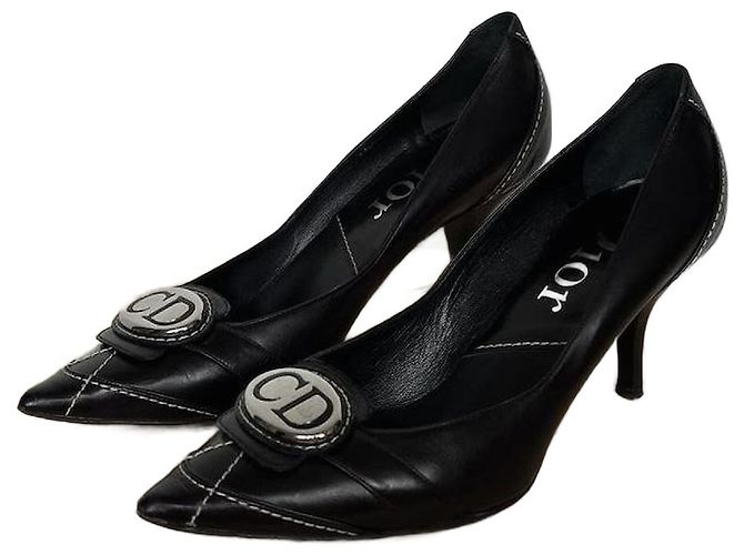 Dior Black Leather Pointed Toe Heels