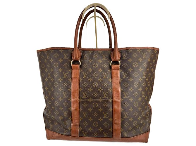 Grande bolsa shopper de couro marrom Louis Vuitton