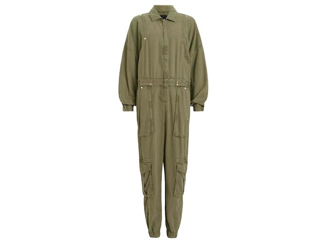 Macacão de denim All Saints Frieda Verde Caqui
