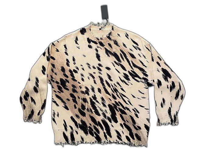 Maglione R13 Oversize in Cotone Nero Beige 