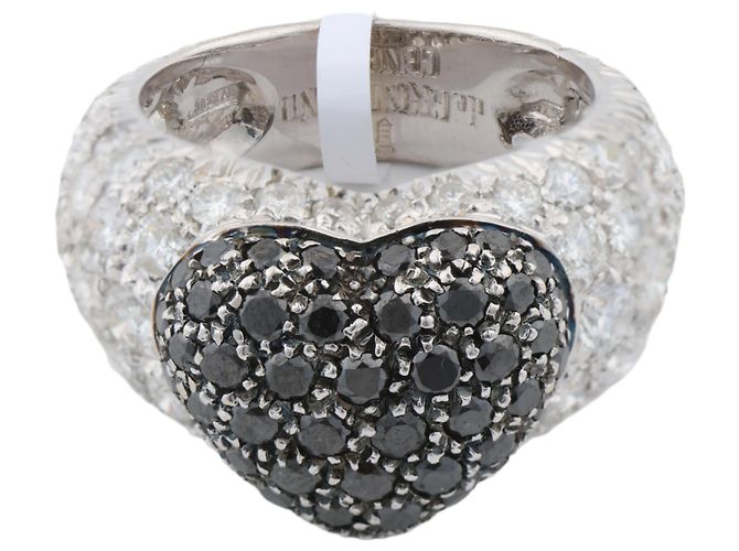 De Grisogono Black Diamond Heart Ring, Size 51 White