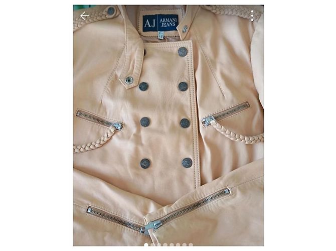 Jaqueta de couro Giorgio Armani Bege