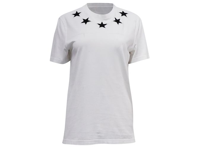 T-shirt in cotone bianco ricamata con stelle Givenchy Crudo