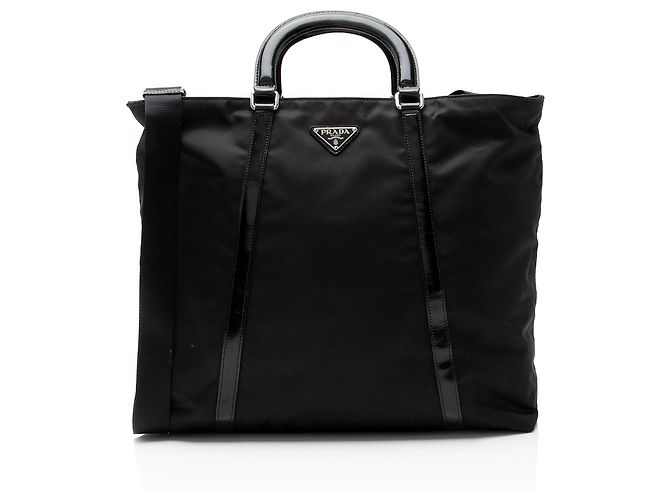 Borsa Prada Tessuto Spazzolato N/S Nero