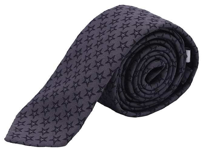 Givenchy Star-Embroidered Neck Tie in Grey Silk  ref.2567482