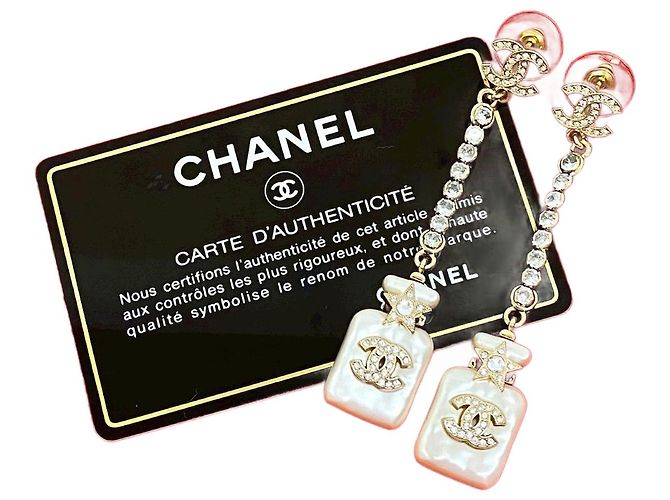 Pendientes en forma de botella de perfume Chanel Dorado Metálico