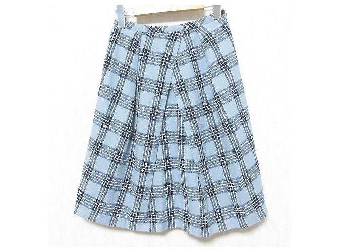 Autre Marque Saia de mistura de linho xadrez Sally Scott Azul
