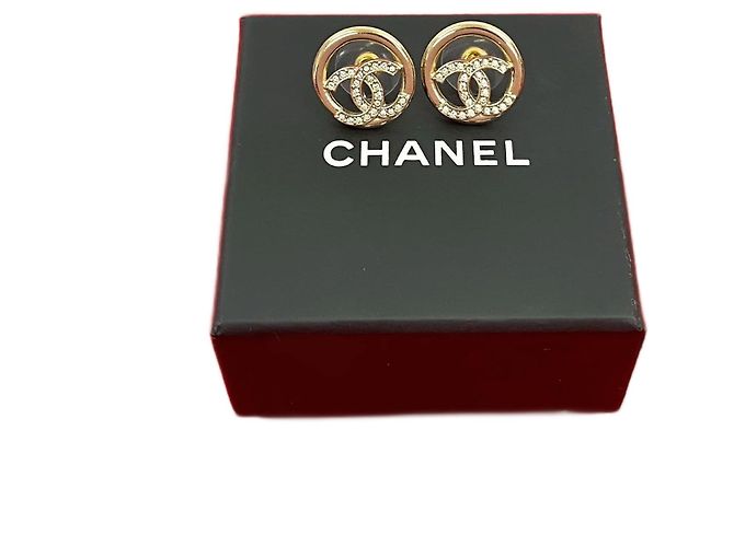 Boucles d'oreilles Chanel Coco Mark Doré Métallisé