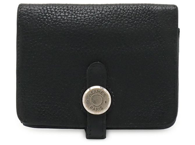 Hermès Hermes Dogon Compact Coin Case Card Holder Black