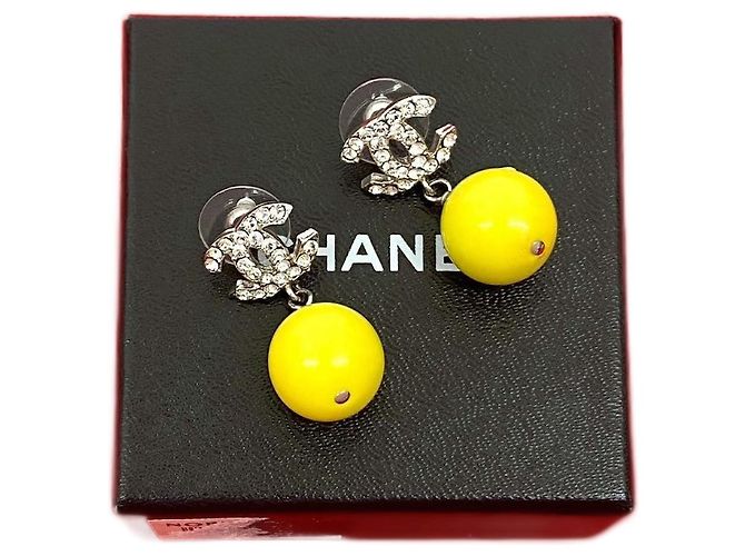 Orecchini Chanel Coco Mark Argento Metallico 