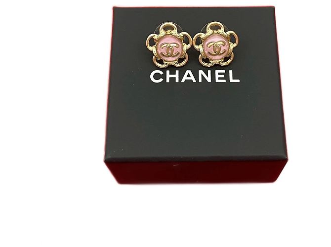 Boucles d'oreilles Fleur Marque Coco Chanel Doré Métallisé