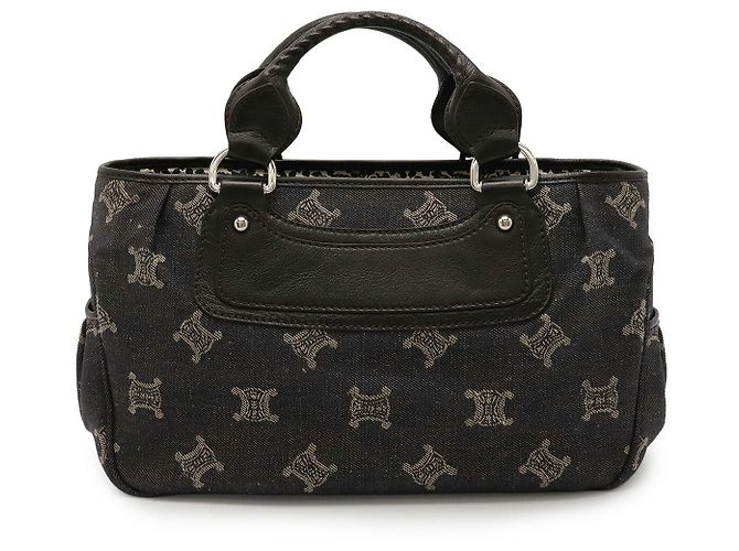 Céline Celine Boogie Bag Denim Leather Handbag Black