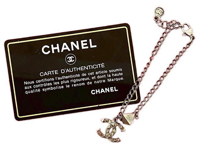 Pulseira Coco Mark da Chanel Prata Metálico