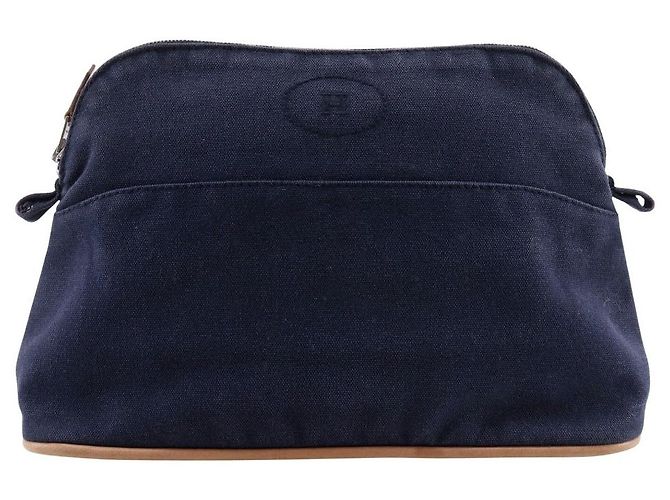 Hermès Hermes Bolide Pouch Cotton Canvas Pouch Blue
