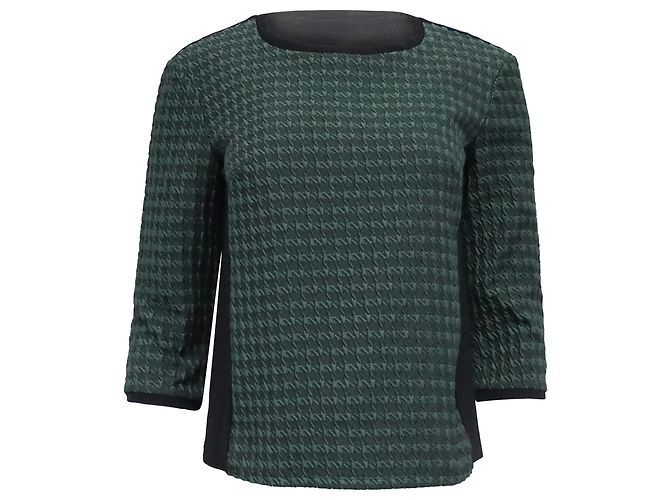 Weekend Max Mara Two Tone Blouse in Green Viscose