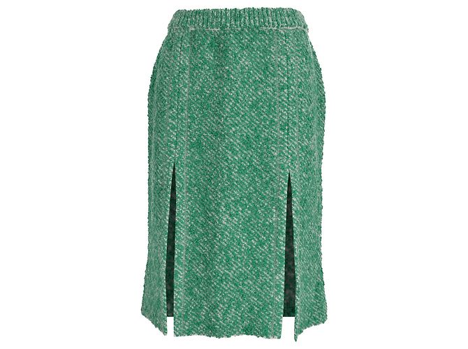 Stella Mc Cartney Falda midi de bouclé-tweed Stella McCartney en algodón verde