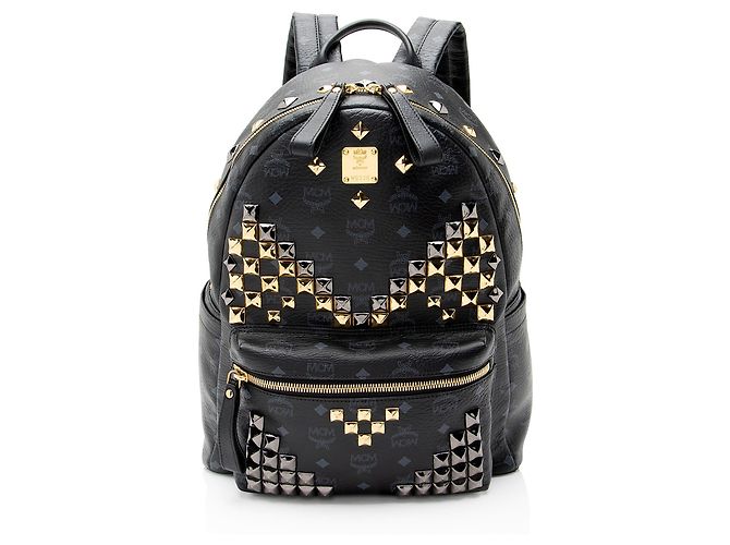 MCM Visetos Studded Stark Medium Rucksack Schwarz