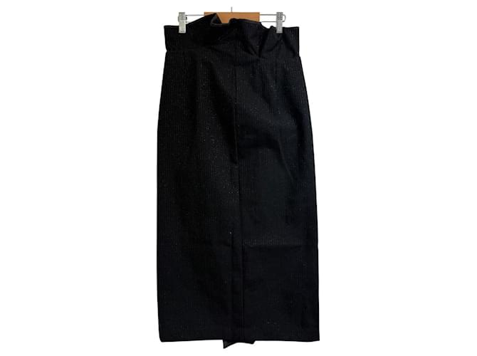 Autre Marque Comme des Garcons Lame Stripe Midi Skirt Black  ref.2570334