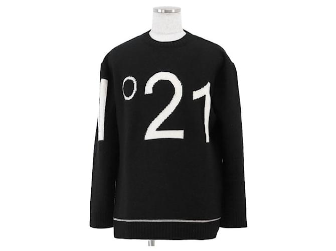 Autre Marque N°21 Big Logo 100% Wool Sweater Black  ref.2570476