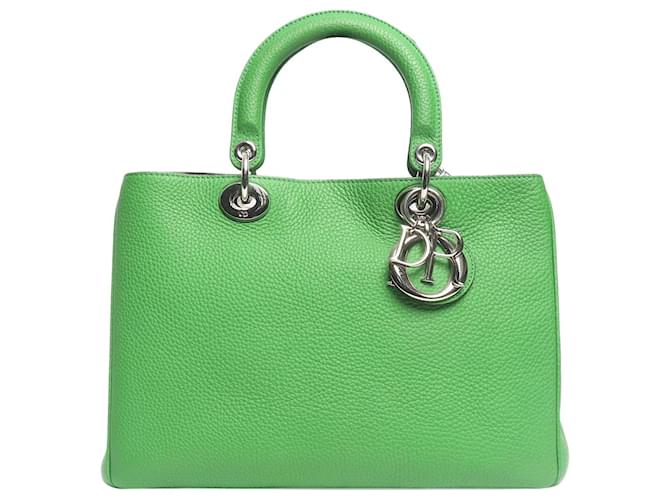 Green large Lady Dior 2way bag Leather  ref.2570537