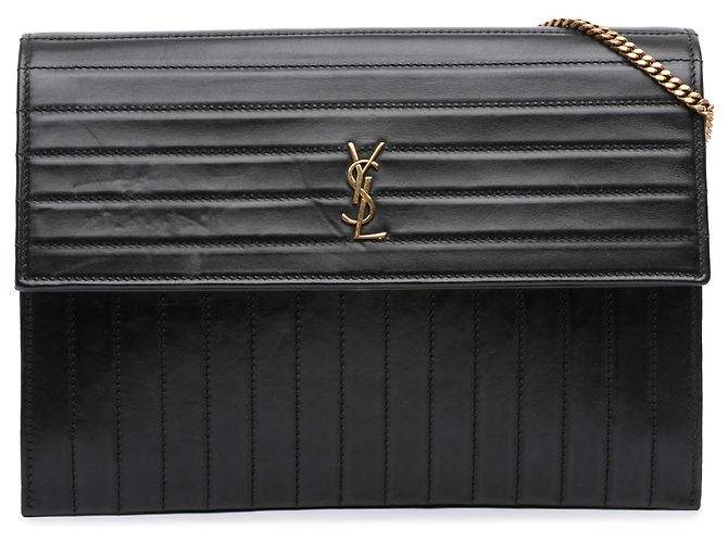 Bolsa transversal Victoire em couro de bezerro matelassado preto da Saint Laurent