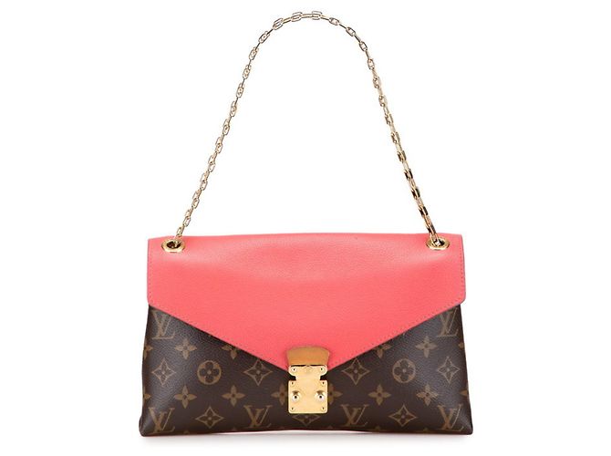 Louis Vuitton Monogram Pallas Chain Schultertasche Braun Pink