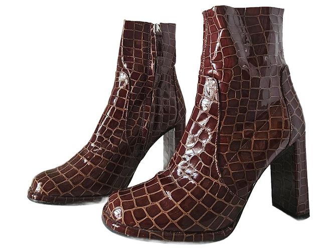 Botas de tornozelo Topshop em couro marrom