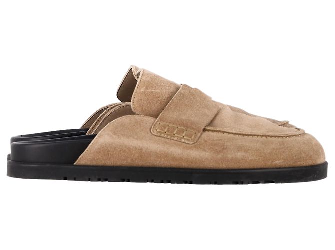Mules Hermès Go en daim beige