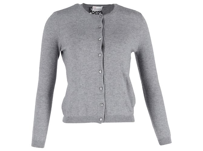 RED Valentino Knopf-Cardigan aus grauer Wolle