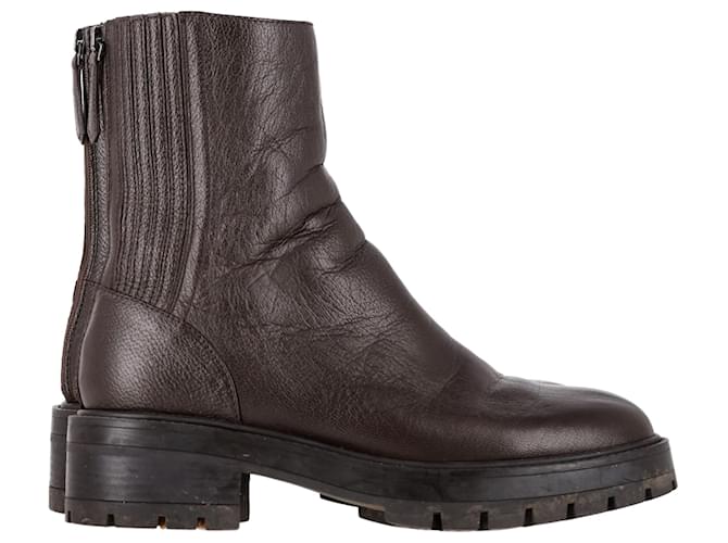 Aquazzura Saint Honore Combat Booties in Brown Leather  ref.2572320