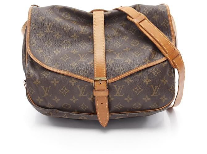 Louis Vuitton Saumur 35 Monogram Shoulder Bag Brown Cloth  ref.2572415