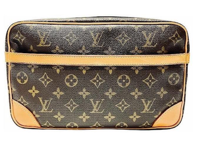 Bolsa Clutch Monogram Compiegne 28 Louis Vuitton Marrom Lona  ref.2572758