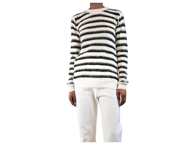 Marni Pull en laine blanc à rayures - taille UK 8