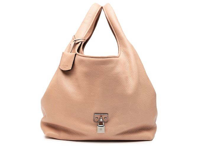 Bolsa de Ombro Calle Lock em Couro de Bezerro Marrom LOEWE Carne