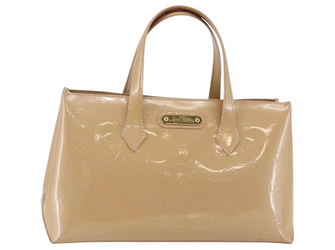Borsa Louis Vuitton Wilshire Monogram Vernis PM Beige
