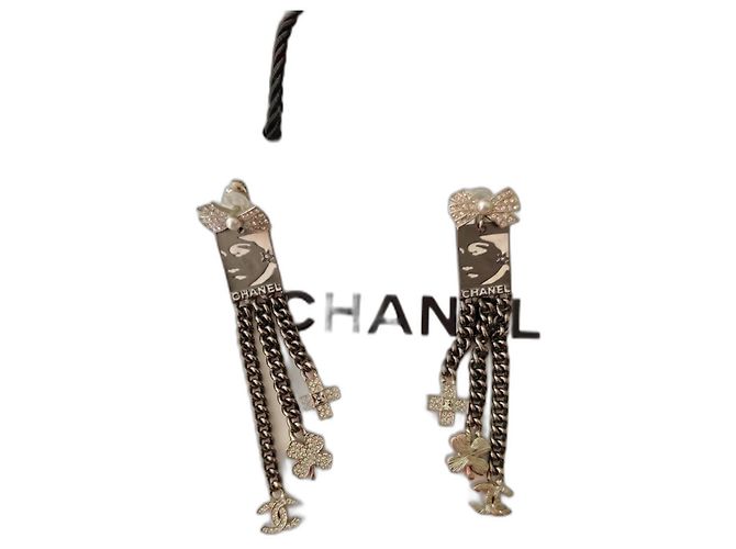 Orecchini pendenti Chanel acciaio argento Silver hardware