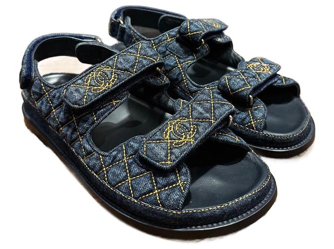 Chanel Dad Sandalen Denim Blau 38,5