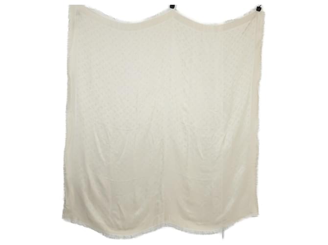 Louis Vuitton Monogram Shine Fringe Shawl White Silk  ref.2573898