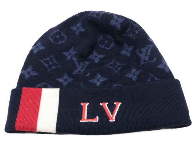Louis Vuitton Navy Wool Knit Hat Navy blue