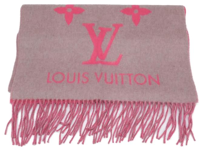 Louis Vuitton Monogram Echarpe Reykjavik Fringe Scarf Brown Pink Cashmere  ref.2573953
