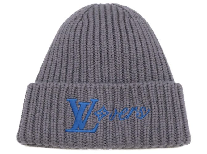 Dunkelgraue Strickmütze von Louis Vuitton Anthrazitgrau