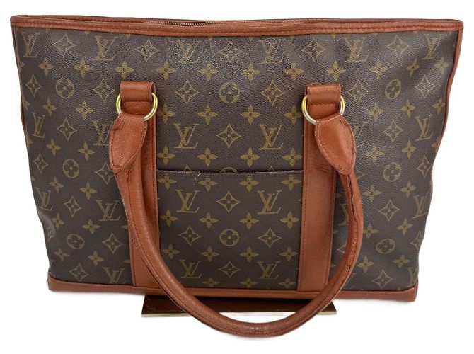 Bolsa Tote Sac Weekend PM em couro Monogram Louis Vuitton marrom 291