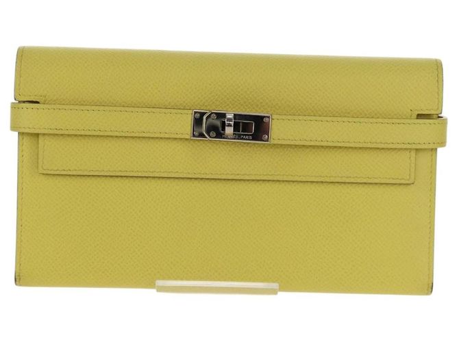 Hermès Kelly Geldbörse Epsom Lang Gelb 