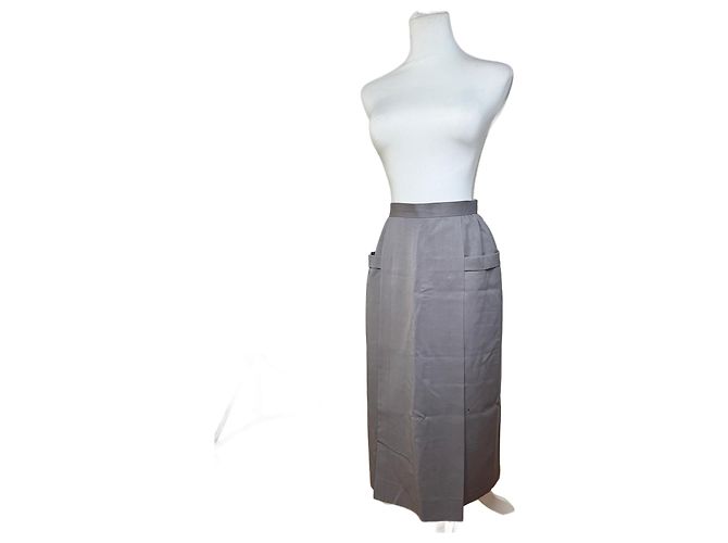 Vintage Dior Wool Skirt Grey M