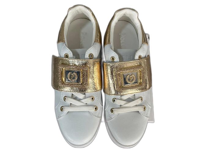 Baskets Pollini en cuir blanc
