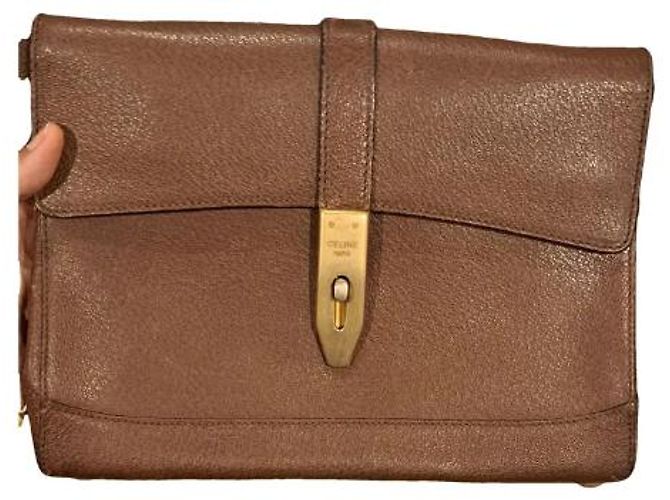 Céline Leather Handbag Light Brown
